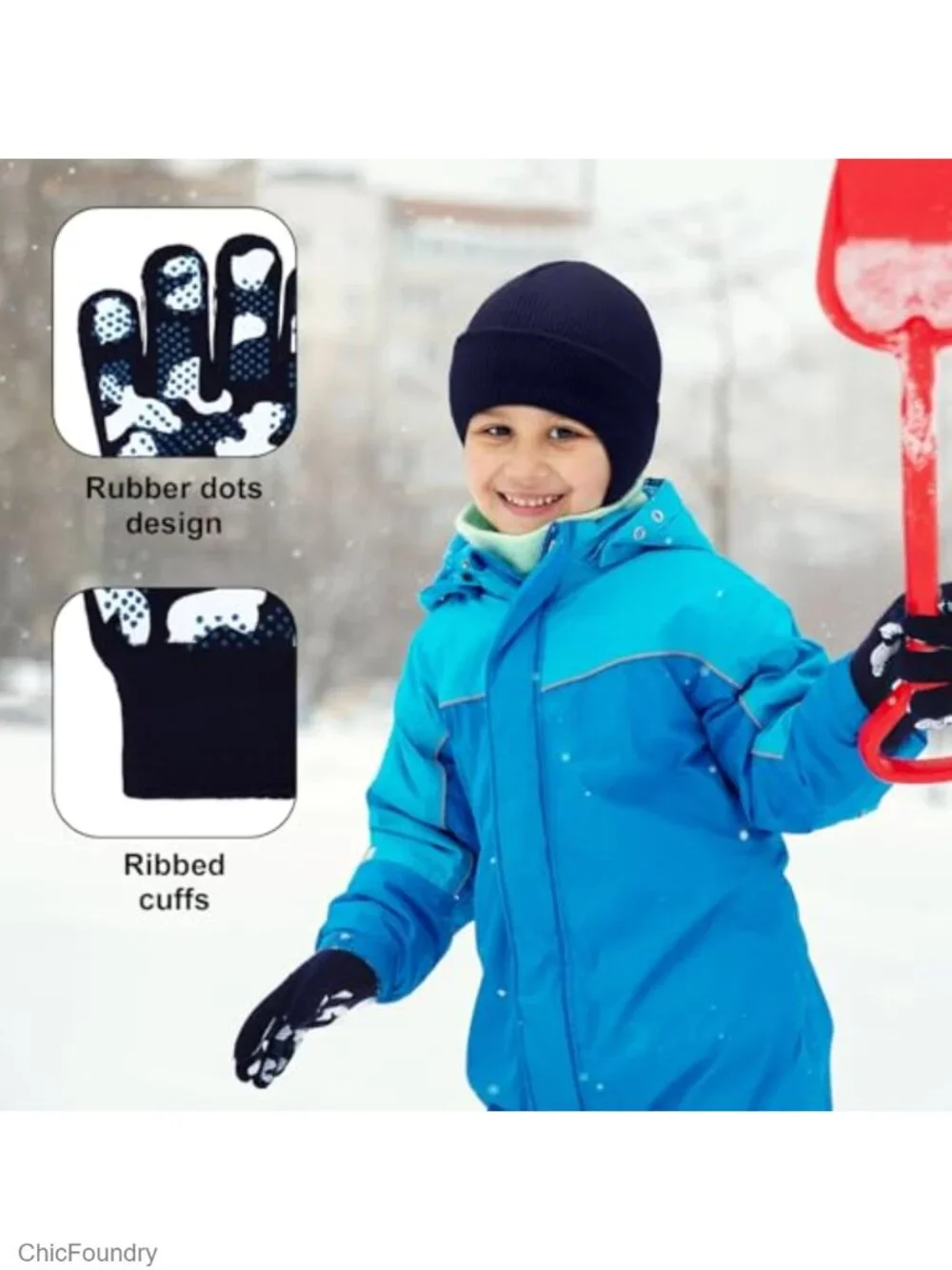 8 Pack Kids Knitted Beanie Hats and Gloves Set Winter Cold Weather Accessories